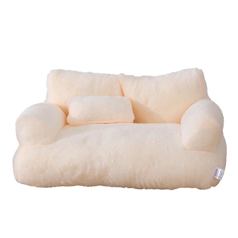 Calming Dog Sofa Bed for Small to Medium Pets – Soft Sponge Fill, Machine-Washable, Available in Beige, Coffee, Pink 0