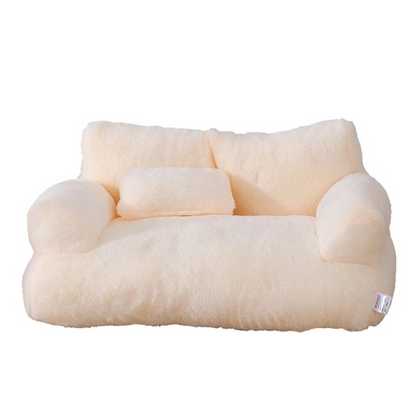 Calming Dog Sofa Bed for Small to Medium Pets – Soft Sponge Fill, Machine-Washable, Available in Beige, Coffee, Pink 0