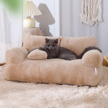 Calming Dog Sofa Bed for Small to Medium Pets – Soft Sponge Fill, Machine-Washable, Available in Beige, Coffee, Pink 1