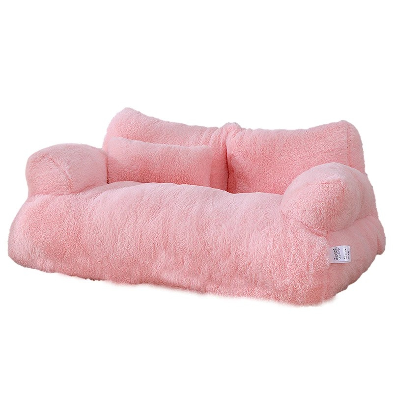 Calming Dog Sofa Bed for Small to Medium Pets – Soft Sponge Fill, Machine-Washable, Available in Beige, Coffee, Pink 5