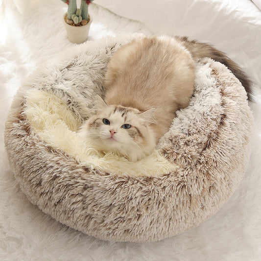 Cozy Cat Cave Bed Made of Soft Cotton – Round Shape for Stress Relief and Joint Support, Easy to Clean 0