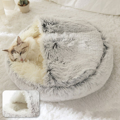 Cozy Cat Cave Bed Made of Soft Cotton – Round Shape for Stress Relief and Joint Support, Easy to Clean 5
