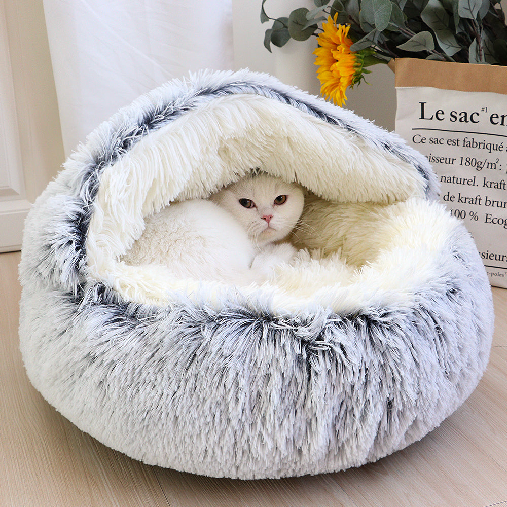 Cozy Cat Cave Bed Made of Soft Cotton – Round Shape for Stress Relief and Joint Support, Easy to Clean 9