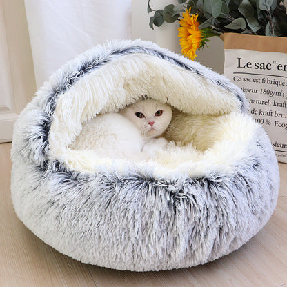 Cozy Cat Cave Bed Made of Soft Cotton – Round Shape for Stress Relief and Joint Support, Easy to Clean 9