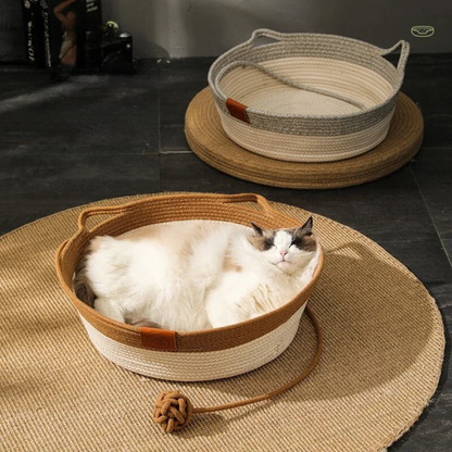 Hand-Woven Cotton Cat Bed – Durable, Cozy Retreat with High Side Walls, Available in Small, Medium, Large Sizes 3