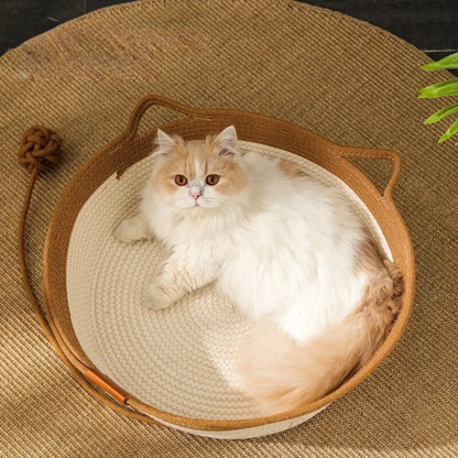 Hand-Woven Cotton Cat Bed – Durable, Cozy Retreat with High Side Walls, Available in Small, Medium, Large Sizes 4
